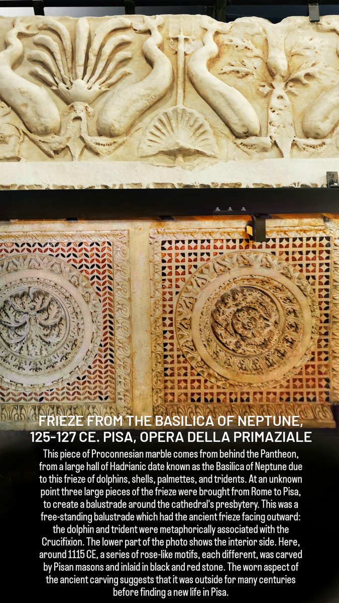 For #SpoliaSunday we're at the Museo dell'Opera del Duomo of #Pisa, where the majority of the dolphin frieze from the Basilica of #Neptune in #Rome can be found, having served as an enclosure for the #presbytery of Pisa #Cathedral for many centuries.