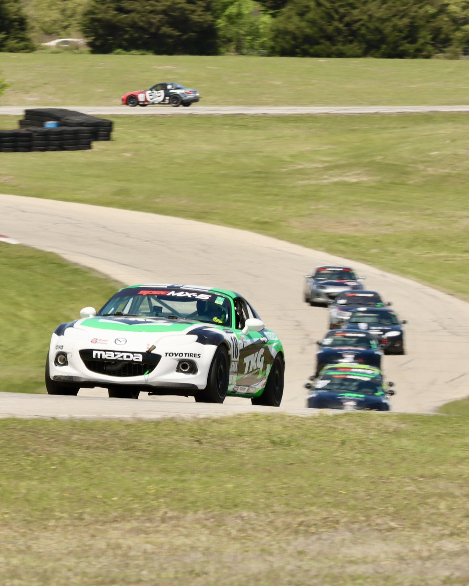 It’s a weekend sweep for Justin Adakonis 🧹 The rookie takes the win here today at Hallett, with veteran Cam Ebben finishing in P2, and @MazdaRacing Factory Club racer Ethan Jacobs landing on the final step of the podium in P3 👏 #SpecMX5