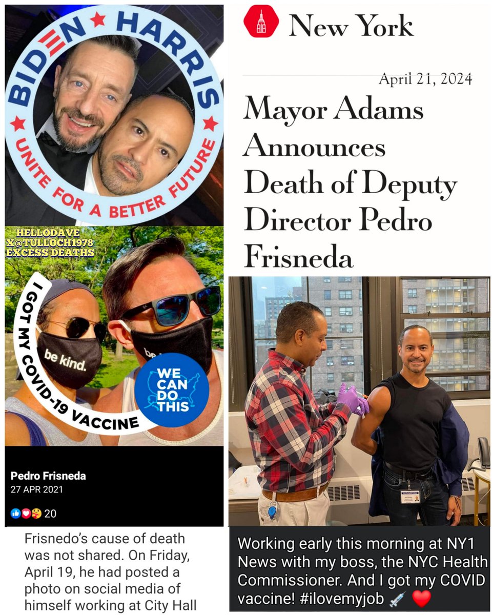 New York City Mayor Eric Adams Announced Sudden Death of City Hall Employee, Vaccine Pimp, Pedro Frisneda. 'I Got My COVID-19 Vaccine' 'During his time at the Health Department, he frequently spent weekends & evenings supporting vaccination clinics.' lavocedinewyork.com/en/new-york/20…