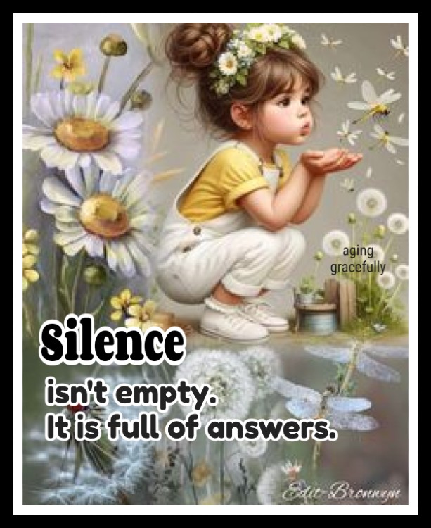 Silence isn't empty. It is full of answers. ~ Just listen.