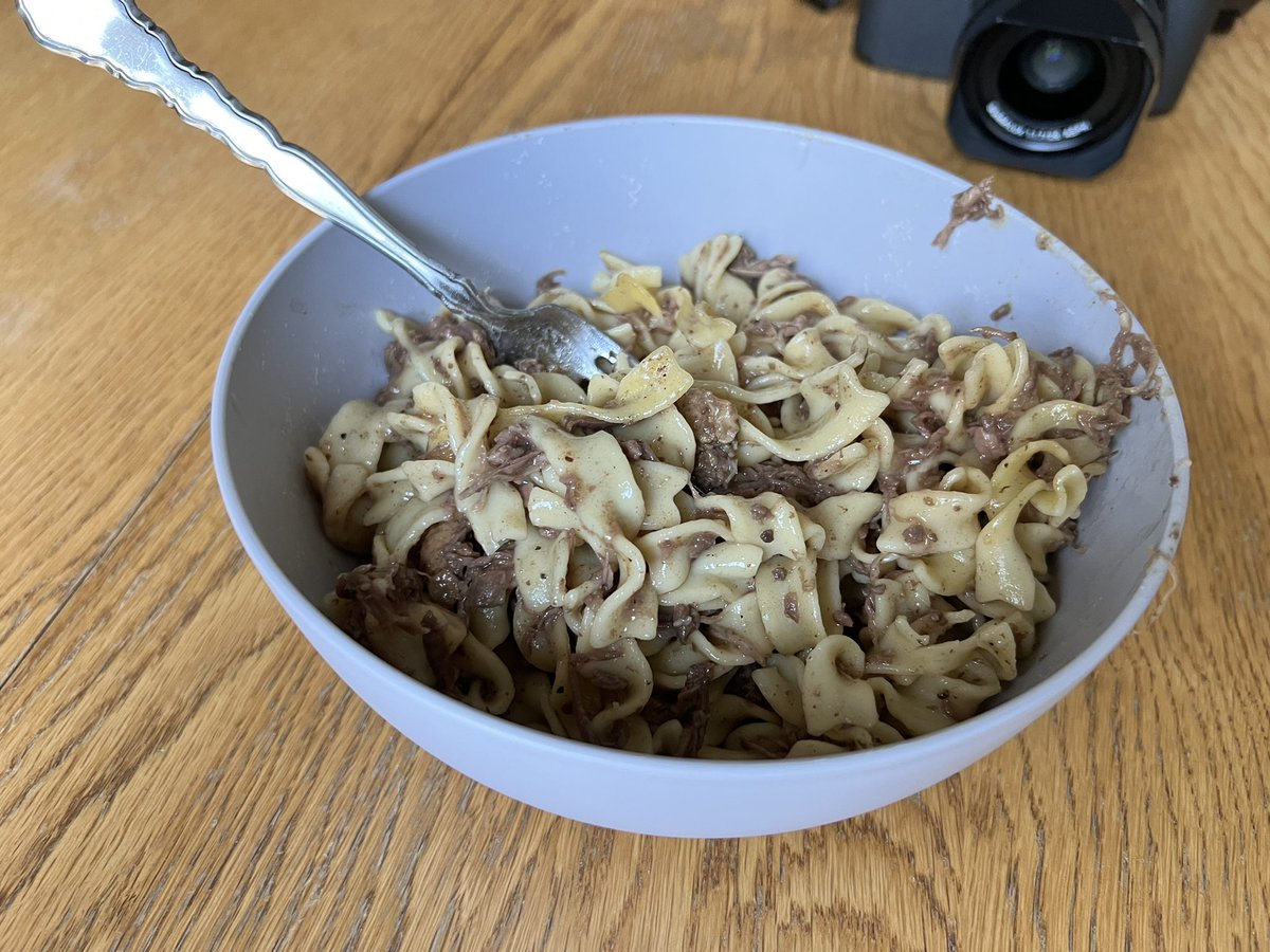 Mom’s classic canned beef and noodles. 🤤