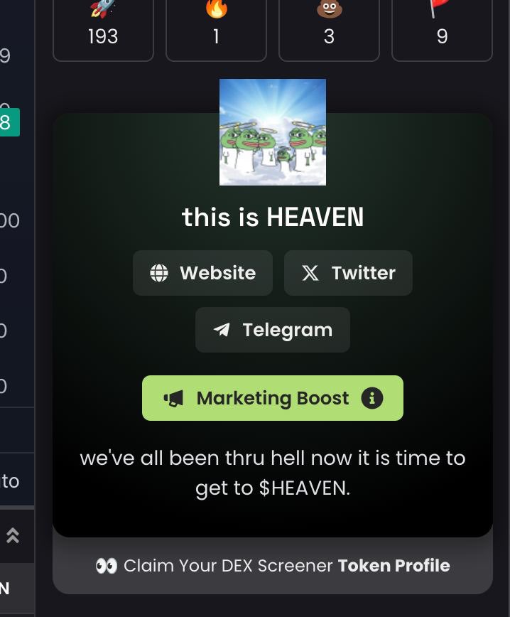 <a href="/dexscreener/">DEX Screener</a> ad paid for!! Let’s gooooooooo send it to $HEAVEN

#SOLANA #SOL #MEMECOIN