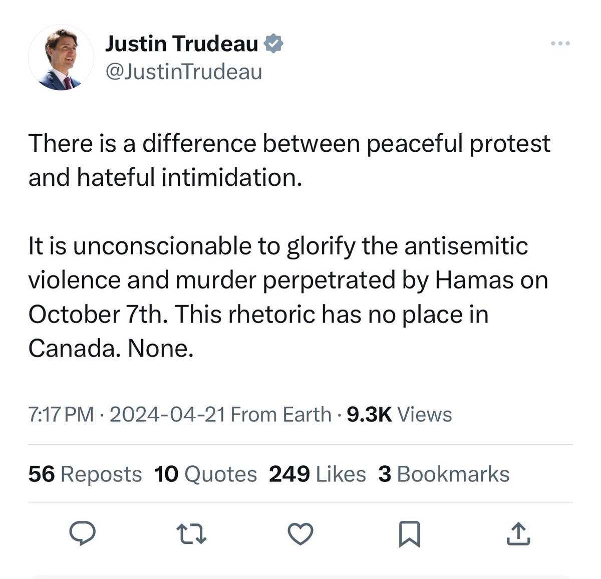 Finally pressured to say something. This is the division the Prime Minister has sown. This rhetoric has had a place in every major city on almost every weekend for more than 6 months. Do something. #cdnpoli