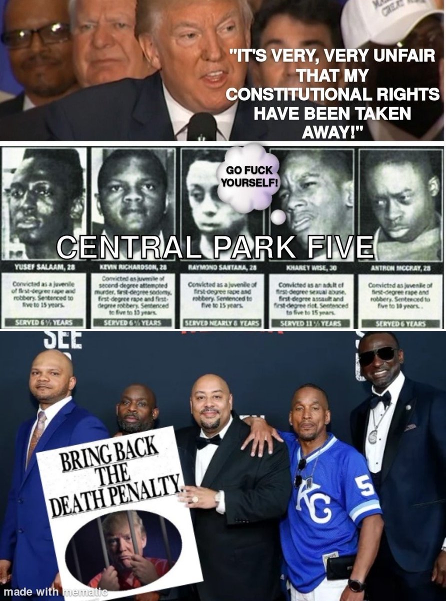 The Central Park Five in 2024 has taken out an ad for Fuckface, the criminal defendant with 34 felony charges in NY. Trump should serve a minimum of 11 & 1/2 years, even if the jury finds him innocent, but everyone knows that the fucker is guilty 😉