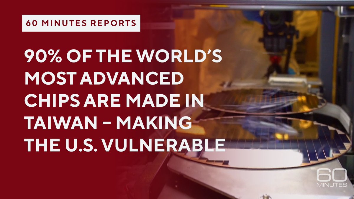 While American tech companies design the world’s most advanced chips, none are actually made in the U.S. Instead, 90% of them come from Taiwan, and they are key to the future of U.S. military weaponry. cbsn.ws/49LIPsL