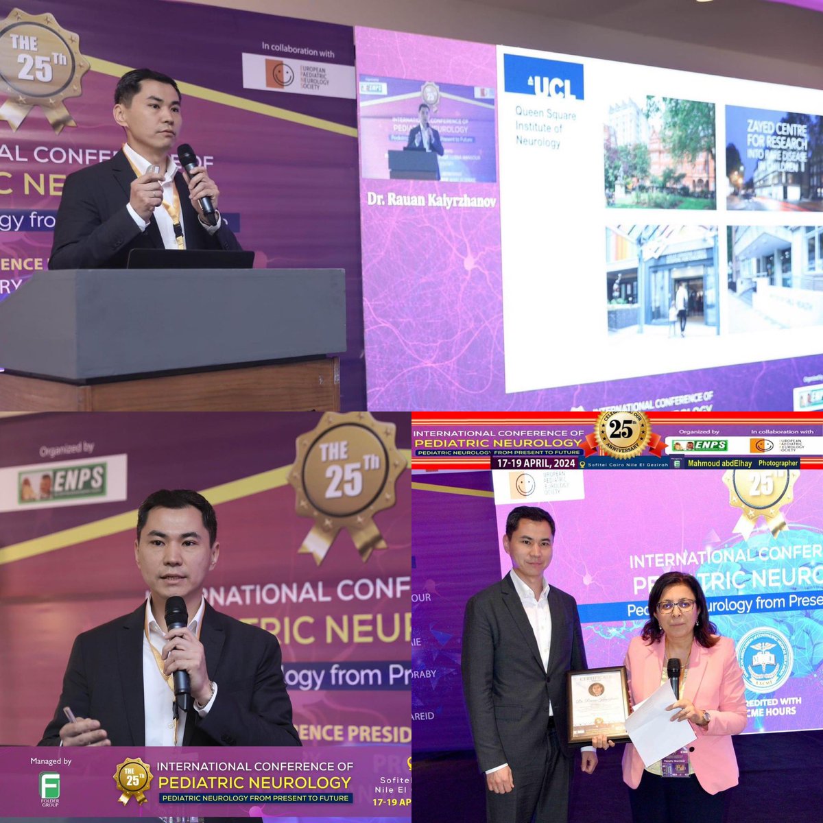 IonSynapse's tweet photo. Dr Rauan Kaiyrzhanov presenting the keynote lecture at the International Conference of Pediatric Neurology 2024 in Cairo, Egypt this year on ‘Insights from Studying the Genetics of Rare Pediatric Neurological Diseases in Egypt’@UCLIoN @UCLBrainScience https://t.co/lK4YR7xQ9r