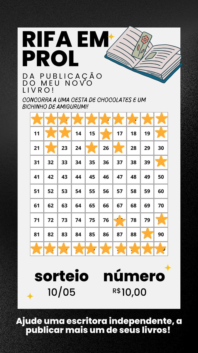 Estou fazendo uma rifa p/ ajudar na publicação do meu novo livro infantil "Bia - a bailarina", já iniciei o processo de publicação de forma independente. Queria muito poder contar com a galera <a href="/Nilsonhandebol/">N.H</a> 
Cada número é R$10 e o a chave Pix é 24999234966