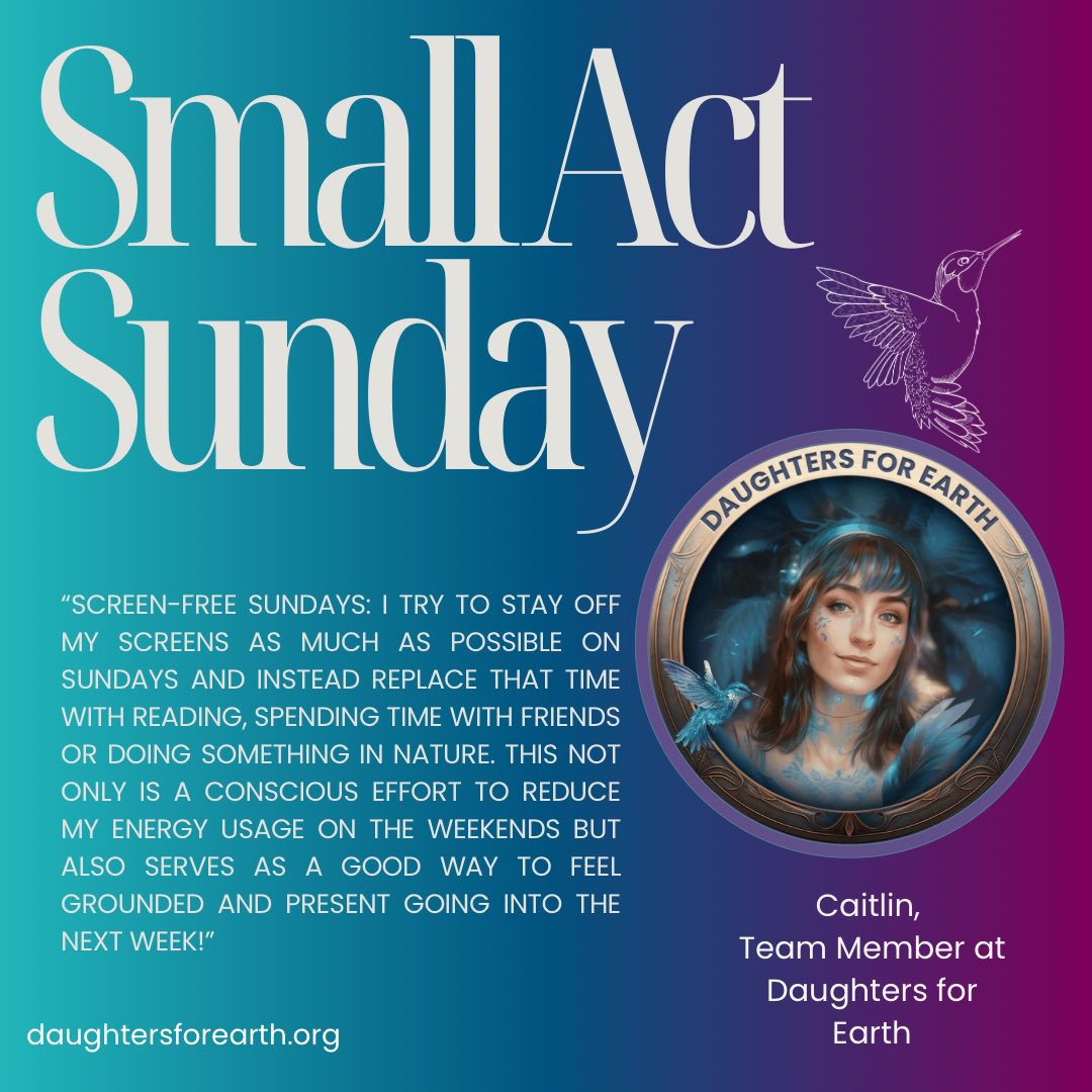 Embracing #SmallActSunday with Caitlin’s inspiring initiative! 🌿 This week, she’s unplugging to connect - replacing screen time with moments in nature, friends, & books. Let’s follow her lead & reduce energy consumption 🌍💚 #ScreenFreeSundays #SustainableLiving #MindfulMoments