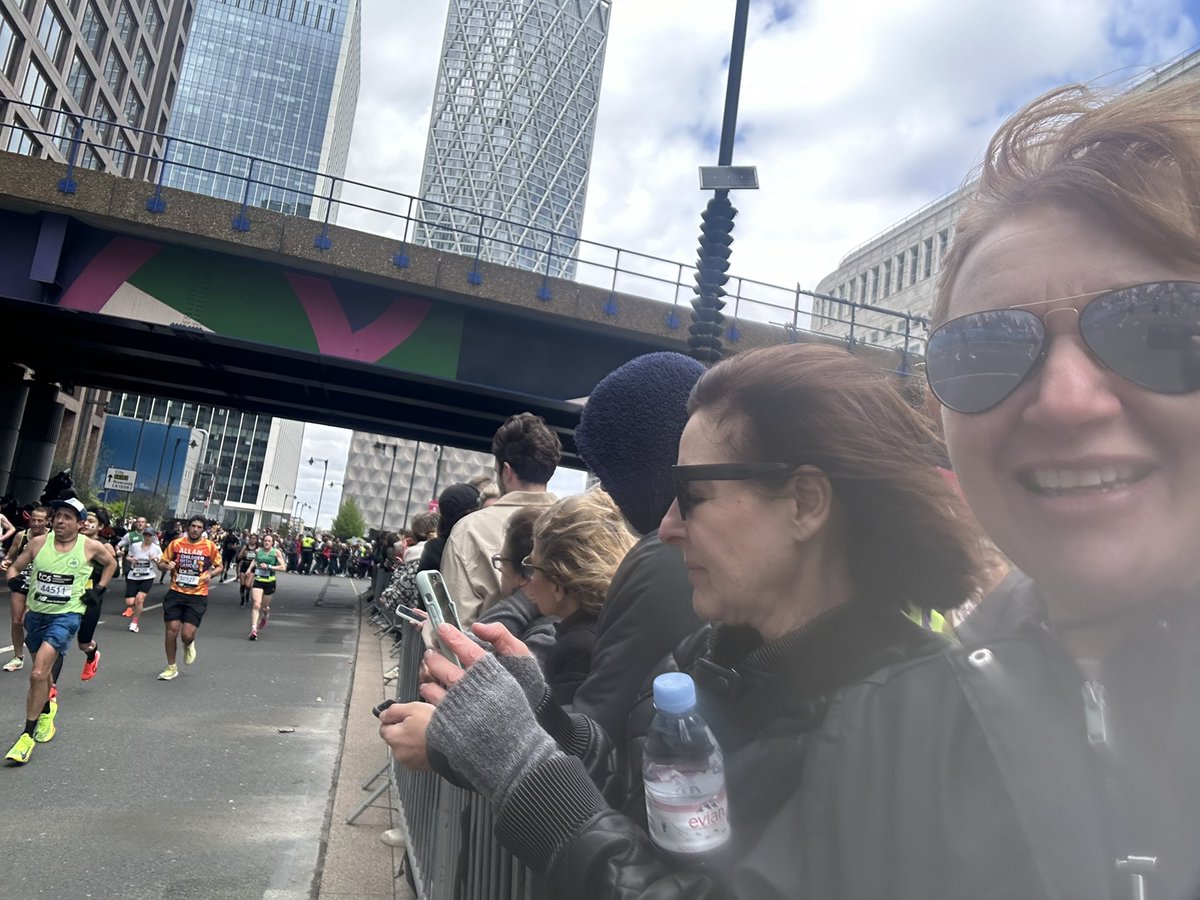 Such privilege to stand with 1000s of people cheering marathon runners. So many running for amazing causes (including my son) . Was so merry, inclusive, and so much good will. The antithesis of those who take part in protest marches to disrupt or intimidate. #londonmarathon2024