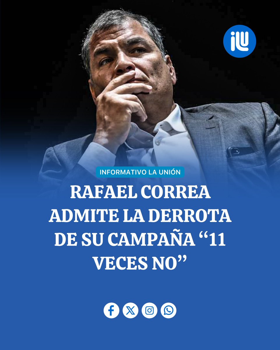 informativolu's tweet photo. Ante este revés electoral, Correa ha decidido iniciar una nueva tendencia en redes sociales, denominada #PerdióEnLaDyE #PerdióNoboa. El objetivo de esta campaña es amortiguar la derrota y, al mismo tiempo, señalar a otros actores políticos. https://t.co/gWwqPmqSRP