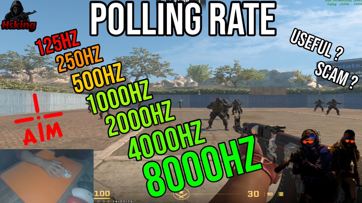 Video available

Remark : Yes, there is a difference between 1k and 8k Hz, but if you don't have a good aim it won't make any difference (So don't think about putting Headshots). 
Only Pro / tryharder players will feel the difference, which may give them a bonus on their aim