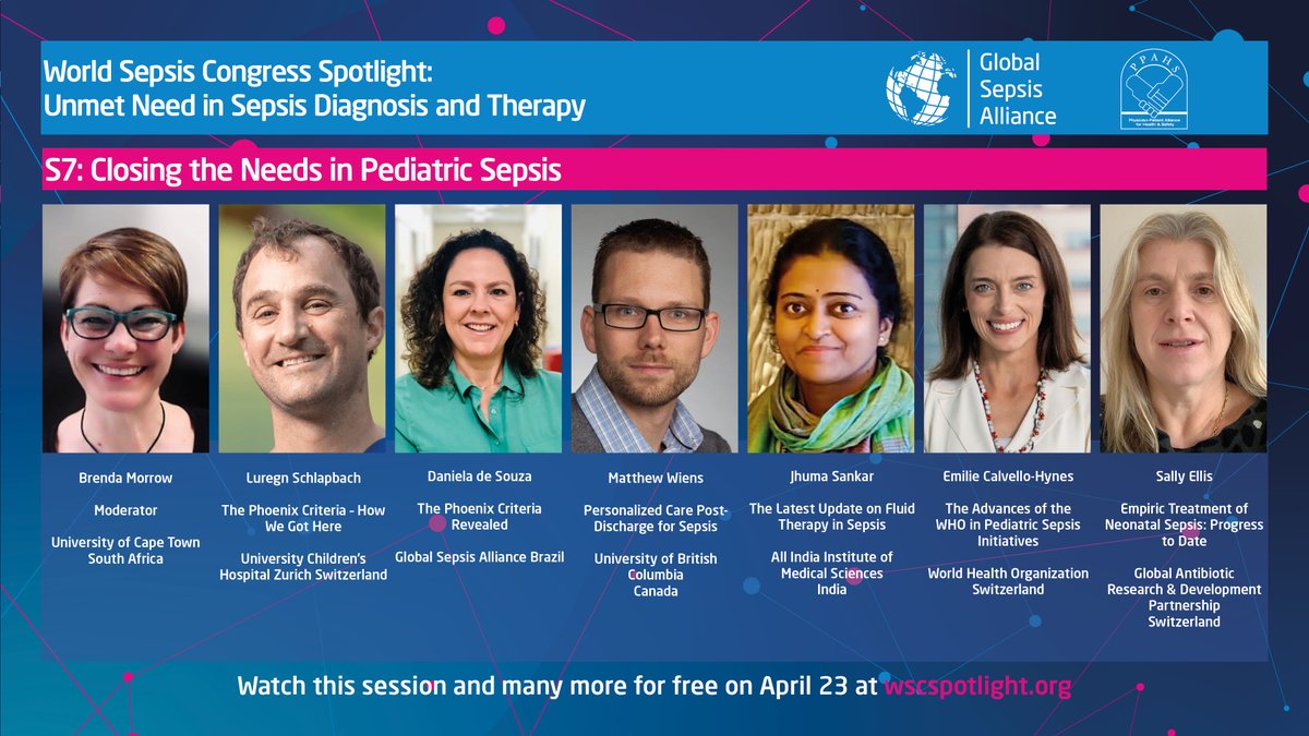 📢Our president @BrendaMorrow is moderating this exciting session 'Closing the Needs in #Pediatric #Sepsis' during #WSCSpotlight on April 23 at 15:30h UTC‼️ ➡️Featuring a panel of #sepsis experts, this session is not to be missed‼️ ➡️Register👉wscspotlight.org #PedsICU