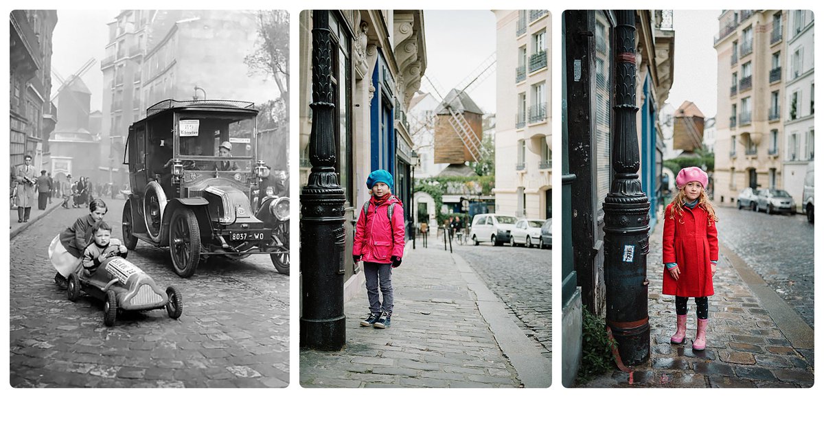 Montmartre in 1920, 2014, 2024. Second photo is my oldest daughter, and the last is my youngest.