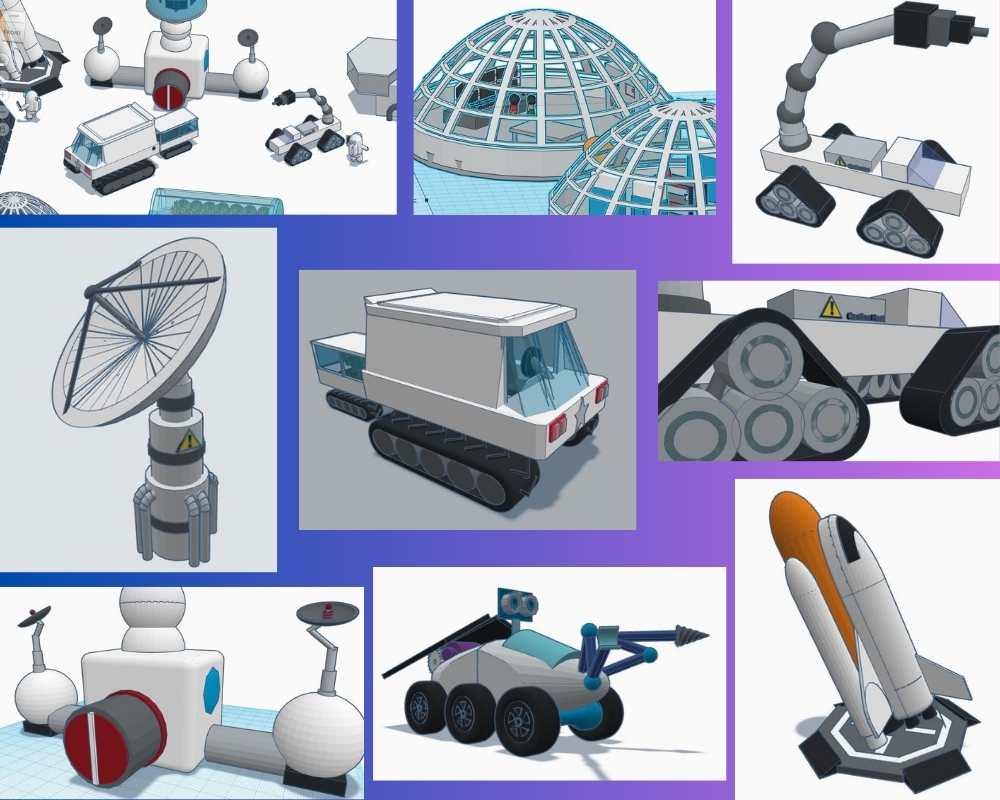 K_Lymperopoulou's tweet photo. 5 students of 3rd Junior High School of Kifissia, Athens, Greece, participating in the eTwinning project #TheAmplifiedBluePlanet, made a 3D design of an astronaut base, for the #mooncamp challenge 2024, using #Tinkercad. Good luck!!! https://t.co/YIUd9s043W