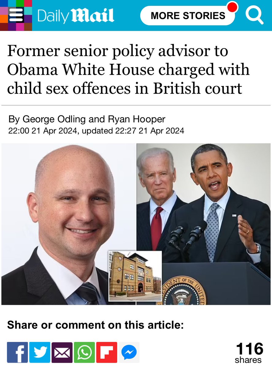 A former senior policy adviser for Barack Obama’s White House, who also worked for Hillary Clinton’s State Department, has appeared in court in Britain charged with child sex crimes. Rahamim 'Rami' Shy is accused of arranging the commission of a child sex offense, court…