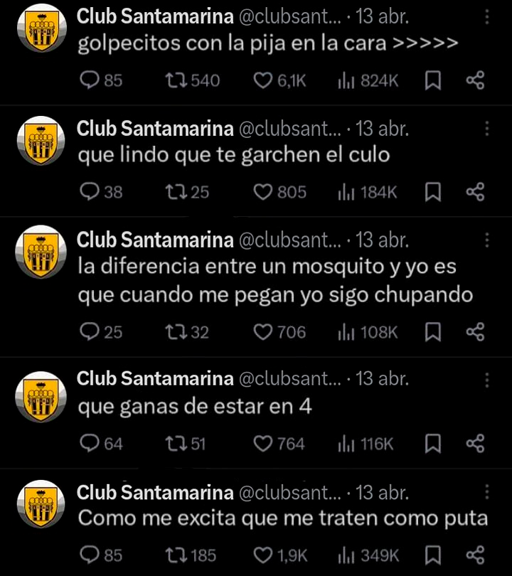 Paralytics74's tweet photo. SANTAMIERDA TIENE GUSTOS CULPOSOS 🥵💦

→Le gusta tener al pipa adentro😫
→Le gustan mayores (complejo de equipo chico)🤏
→Le gusta que le peguen con LA coRREA🎗️
→Partidos ganados 0/5❌
→Partidos garchados 5/5✅

RING RINGG, HOLA? REGIONAL AMATEUR? SISI AHI SE LO MANDO ☎📞 https://t.co/hlJQ5QFFhC