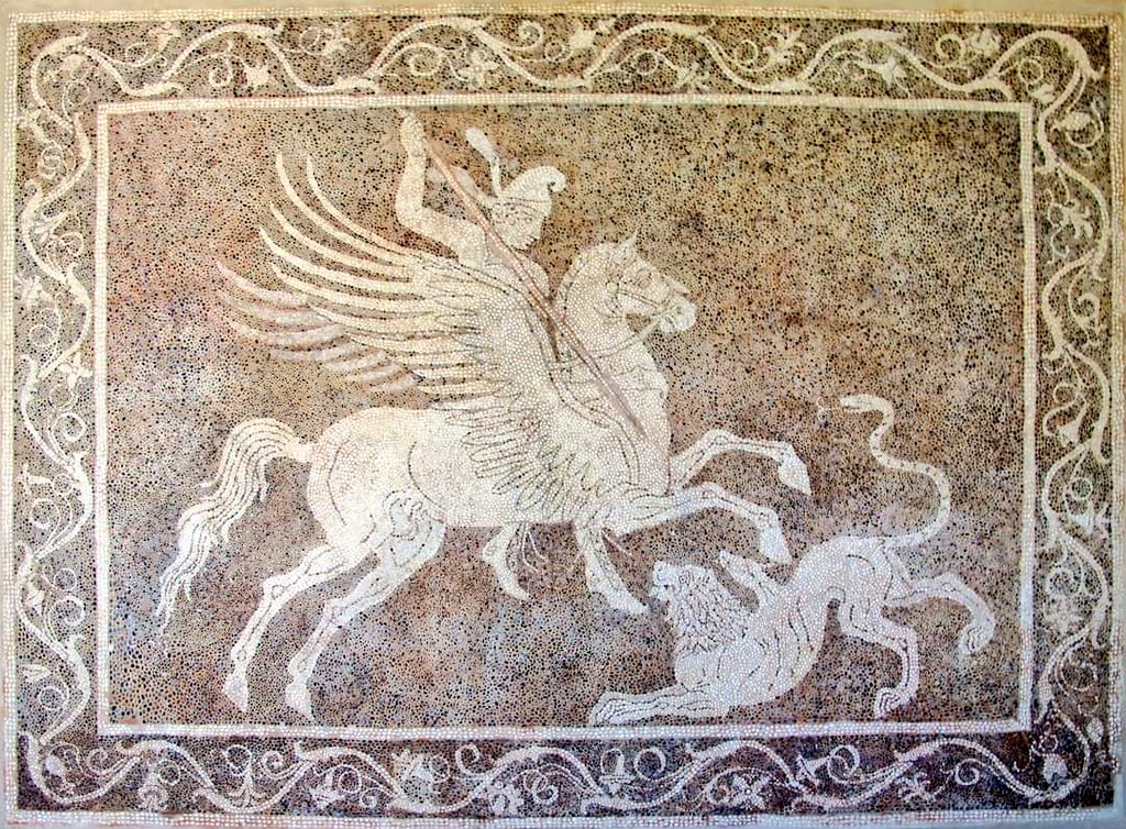 #MosaicMonday
 A mosaic floor of Bellerophon and Chimaira, Archaeological Museum of Rhodes, in the Medieval City of Rhodes, ca. 300-270 B.C.
#Art #Myth #Archaeology