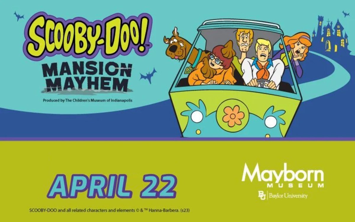 ON THIS DAY... April 22, 2023 - The Scooby-Doo Mansion Mayhem exhibit opened at the Mayborn Museum in Waco, TX. The exhibit included original artwork for Where Are You, interactive games and pictures and lots of photo ops. #scoobydoohistory #ScoobyDoo