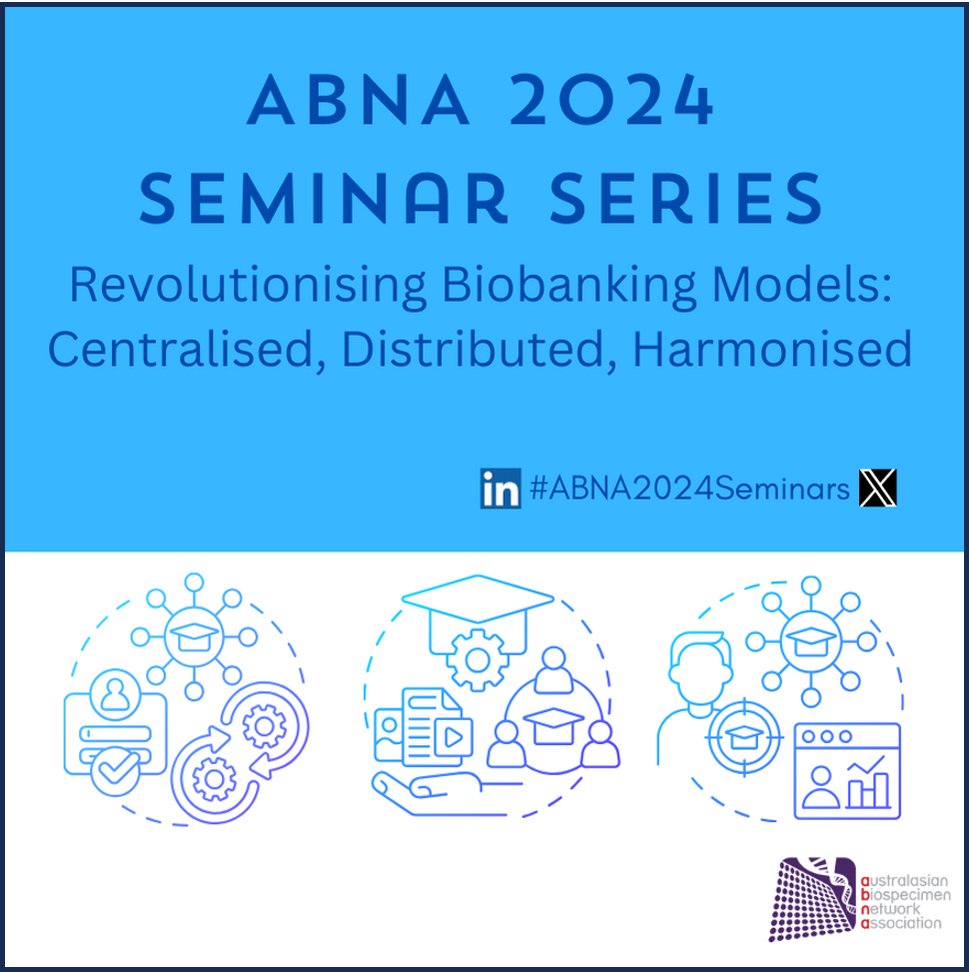Seminar 1 of the free 2024 ABNA Seminar Series: Revolutionising Biobanking Models starts tomorrow! REGISTER HERE: abna.currinda.com/register/event…  #ABNA2024Seminars #biobanking #ABNAOnline