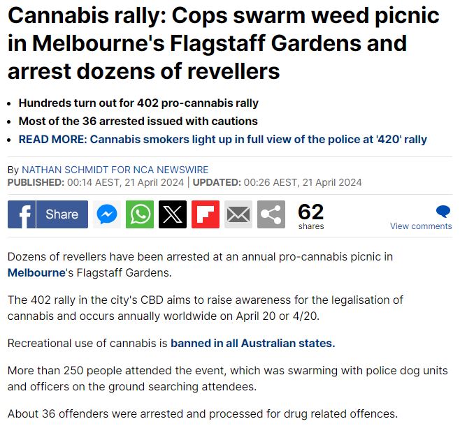 Busting up a peaceful picnic that happens every year without incident? Hell of a set of priorities there #Legaliseit
