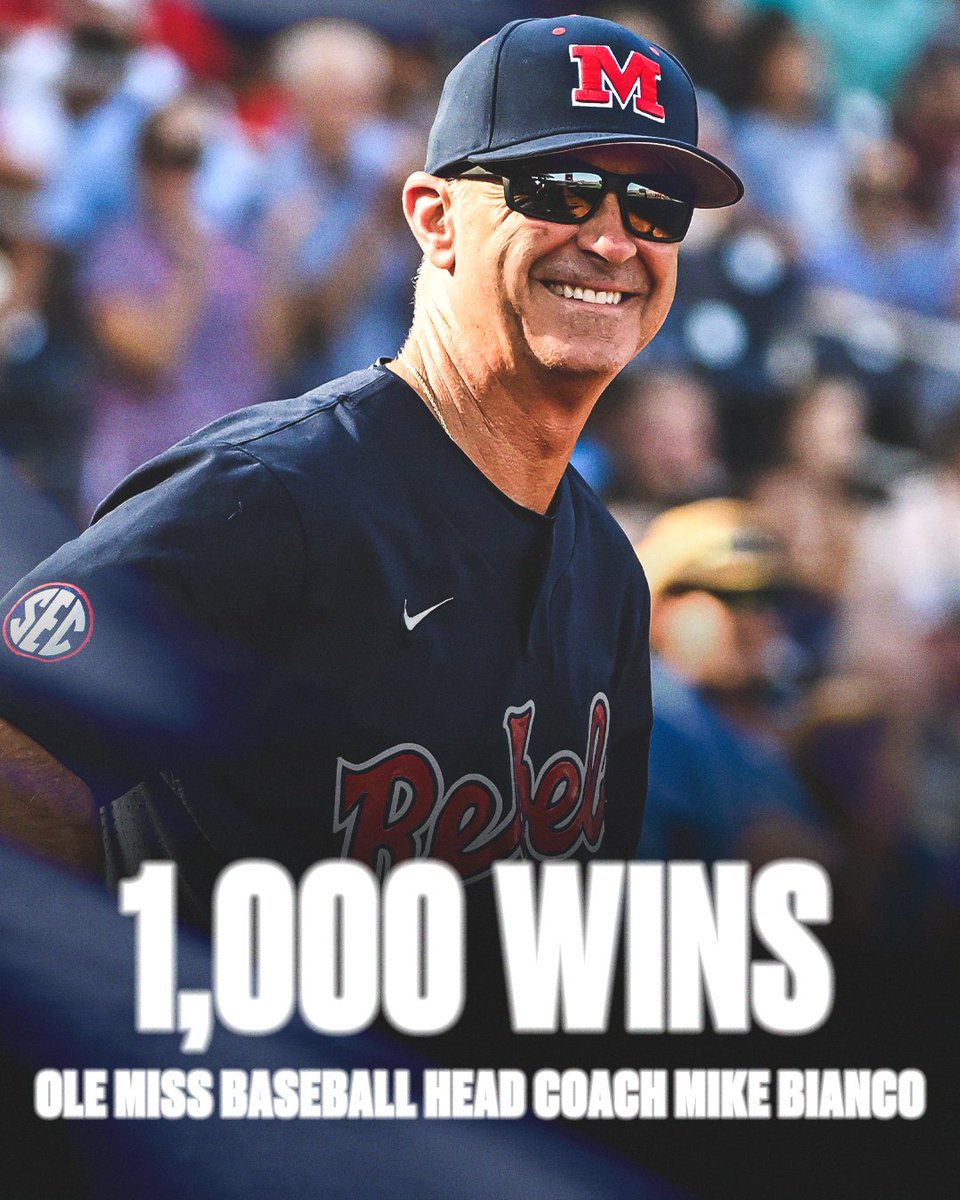 1️⃣0️⃣0️⃣0️⃣ wins for @OleMissBSB's @CoachMikeBianco 👏