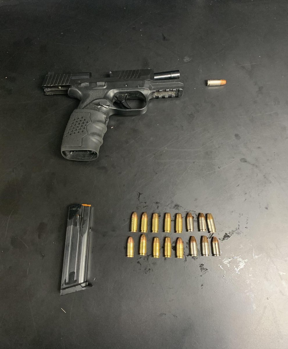 Southwest District officers conducting crime suppression in the area of West Baltimore Street made an arrest that resulted in the recovery of the following: (1) FN 509 9mm handgun with an obliterated serial number, a black magazine containing (16) gold and silver 9mm live