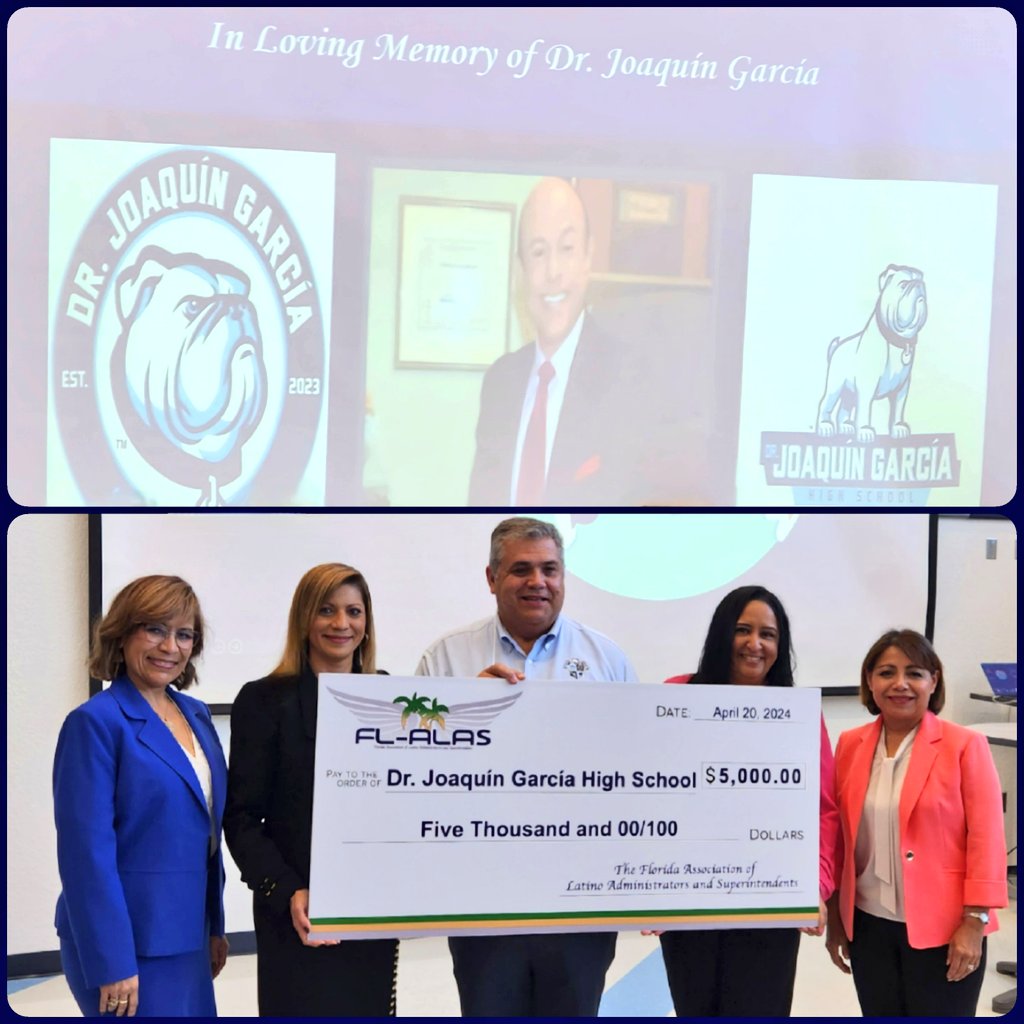 In loving memory of Dr. Joaquín García, a FL-ALAS member who fiercely advocated for all students. We are proud to support @DrGarciaHS @pbcsd with a $5,000 donation. Investing in education is investing in the future. Together, let's empower students to reach their full potential!