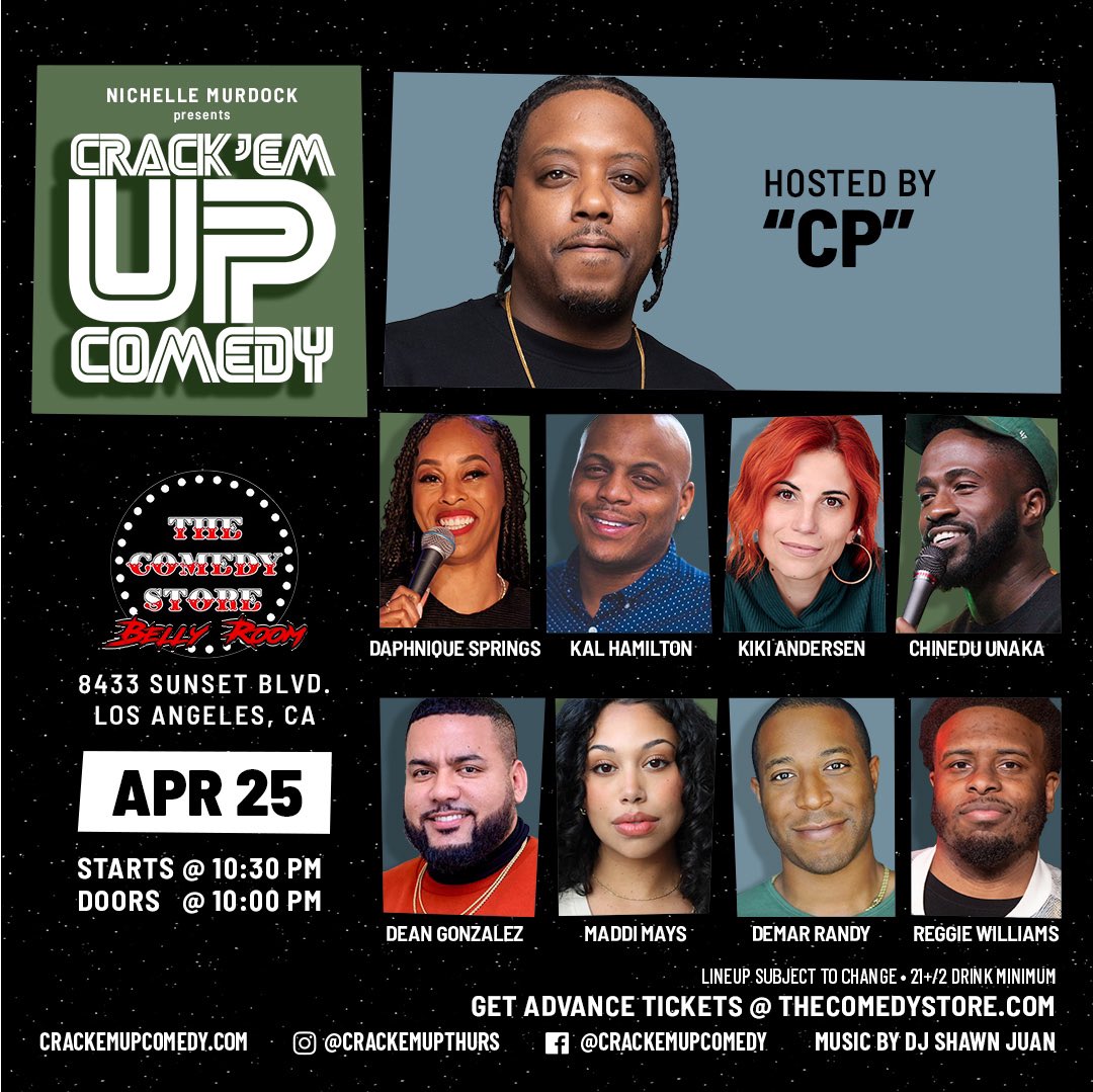 NICHELLEMURDOCK's tweet photo. Thursday! 4/25
@CrackemupLA @TheComedyStore 
Get tix here!‼️⭐️
https://t.co/SvgRmdbsqP https://t.co/h3Oh5dFBTz