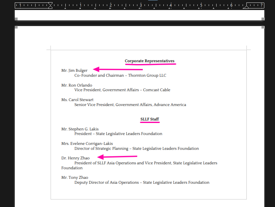 SPEAKER OF WISCONSIN STATE ASSEMBLY ROBIN VOS DIRECTLY TIED TO COMMUNIST CHINA! 'Look at this attendee list from a 2016 SLLF shindig in China. (Lots of state politicians here – I underlined the swing states for ya.) Vos is not just receiving $$ from China as Vice Chair of the