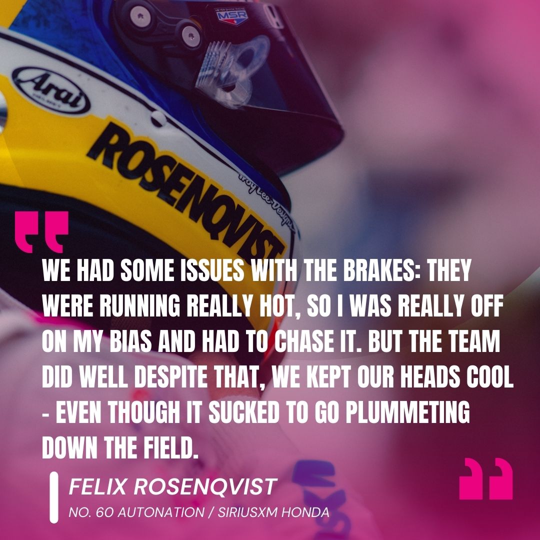 Props to @FRosenqvist and the team for managing a brake issue during the race. #AGPLB // #DRVPNK