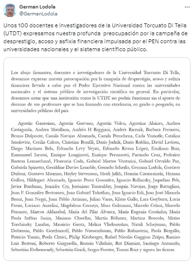 🔴Docentes de la Universidad Di Tella acompañan el reclamo de la educación pública 👇
eldestapeweb.com/politica/javie…