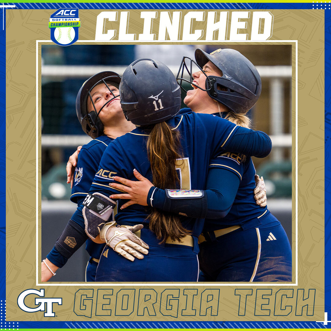 ACCsoftball's tweet photo. 𝐂𝐋𝐈𝐍𝐂𝐇𝐄𝐃 🐝

@GaTechSoftball has officially secured a spot in the 2024 ACC Softball Championship!  

🎟️ https://t.co/v4EMqlFJVb 
🏆 https://t.co/KHHyCvxqw9 https://t.co/5ZehaWkRj0