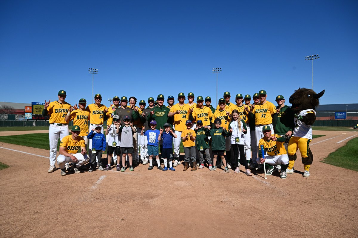 What do you do after walking it off Saturday night @NDSUbaseball? You walk it off on Sunday as well. What do you do after the second walk off? Host the Junior Bison Club for batting practice!