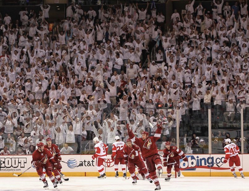 I’ve always loved the Jets/Coyotes tradition of the Whiteout dating back to 1987 when the Jets called upon fans to wear white to support the home team. The NHL needs to allow home teams to choose their jersey color for home playoff games so players can wear white too.