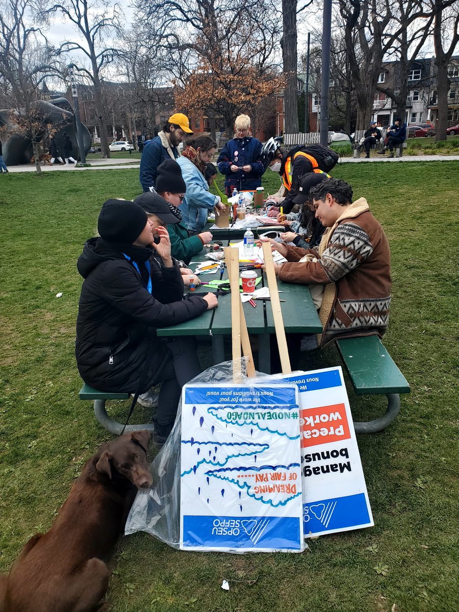 Day 27 of the #AGOstrike produced strike artifacts in real time with button making in the park. How many ways can you say #NoDealNoAGO?

Pledge to stand with <a href="/agotoronto/">Art Gallery of Ontario</a> workers, OPSEU/SEFPO Local 535, in their fourth week on strike at NoDealNoAGO.ca 📝