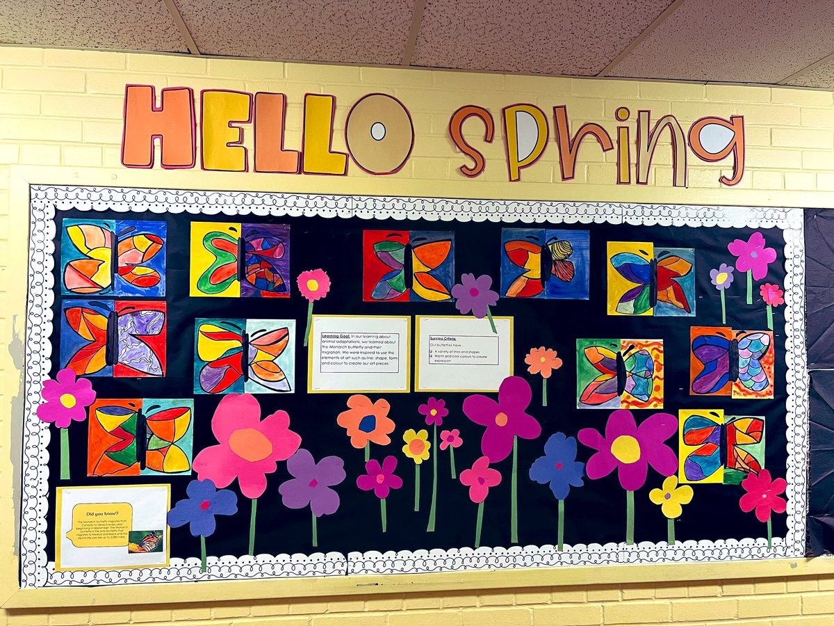 Hello Spring ☀️ Ss created collaborative butterflies with different shapes, colours and lines! @LC1_TDSB @tdsb @TDSB_Arts