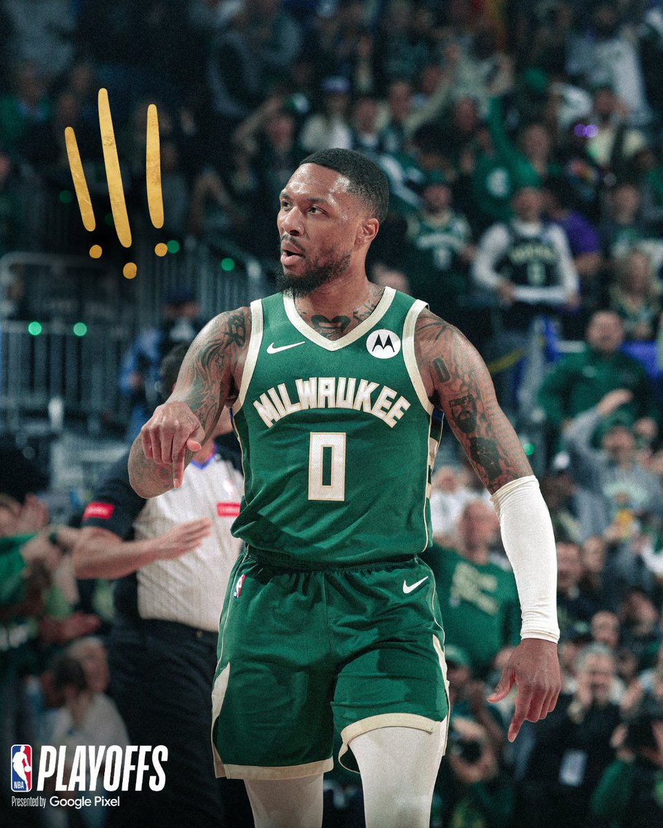 NBA's tweet photo. 35 Points.
6 Threes.
11-19 Shooting.

What a 1st half from Damian Lillard in Game 1 👏 https://t.co/0sKvjbs9Qg