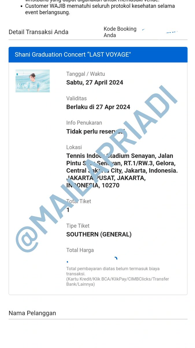 mailapriadi's tweet photo. Wts tiket Graduation Concert "LAST VOYAGE" ci shani southern.
Dijual karena tidak jadi nonton๐ญ
#wtb #wts #zonauang #zonaba #jkt48 #LastVoyage #ShaniJKT48 #ShaniGraduation https://t.co/q8kv50QxT4