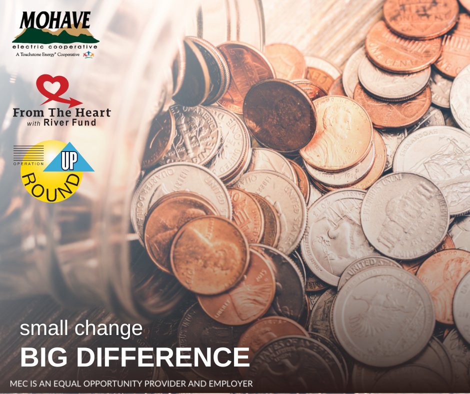 #DYK you can round up your monthly electric bill to the nearest dollar to benefit your local community? Small change can make a big difference. Learn more about Operation Roundup at Mohave Electric. #concernforcommunity mohaveelectric.com/community/givi…