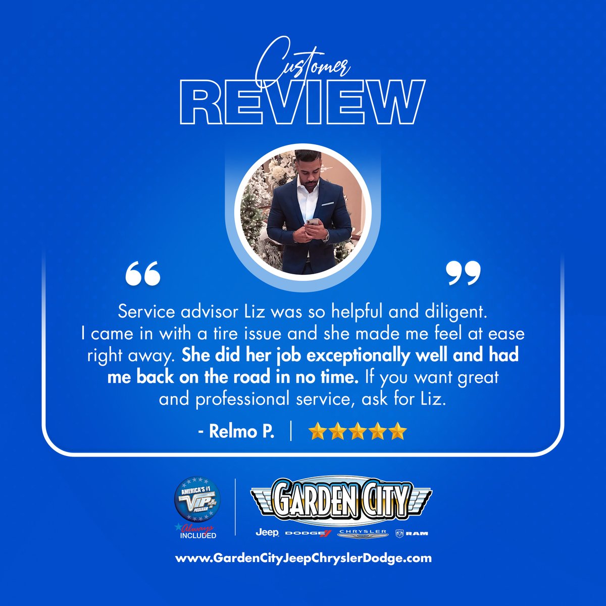 🌟🚗🛠️ Another fantastic review for the Garden City Jeep service team! Is your vehicle overdue for service? Schedule your appointment today and experience our top-rated care.

💻 BOOK NOW
🌐 GardenCityJeepChryslerDodge.com
📞 516-930-5310