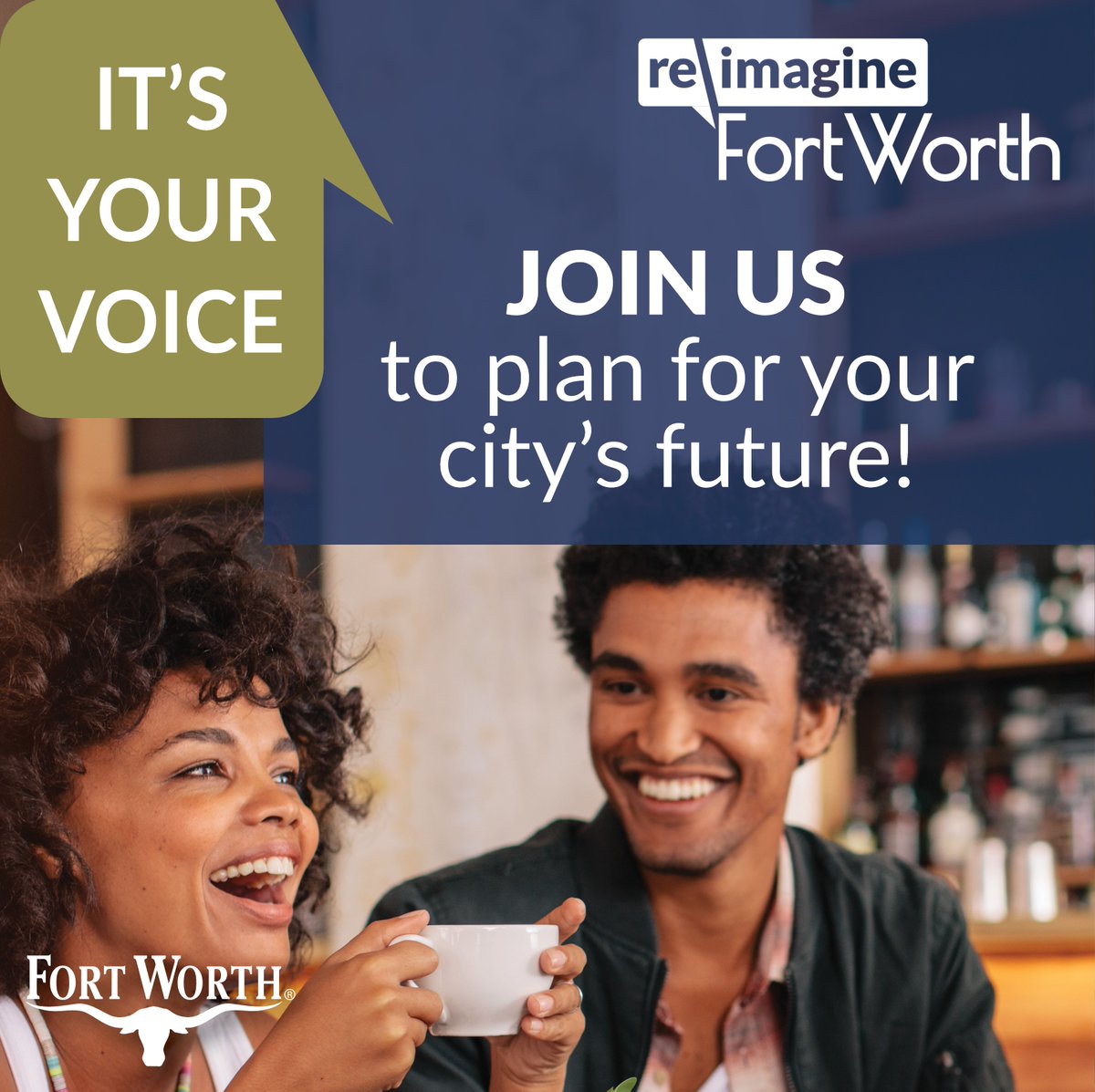 Participate in a Help Plan FW meeting at locations near you. Learn more at bit.ly/reimagineFortW… Participe en una reunión cerca de usted de Ayúdenos a Planificar. Más información en bit.ly/reimagineFortW…