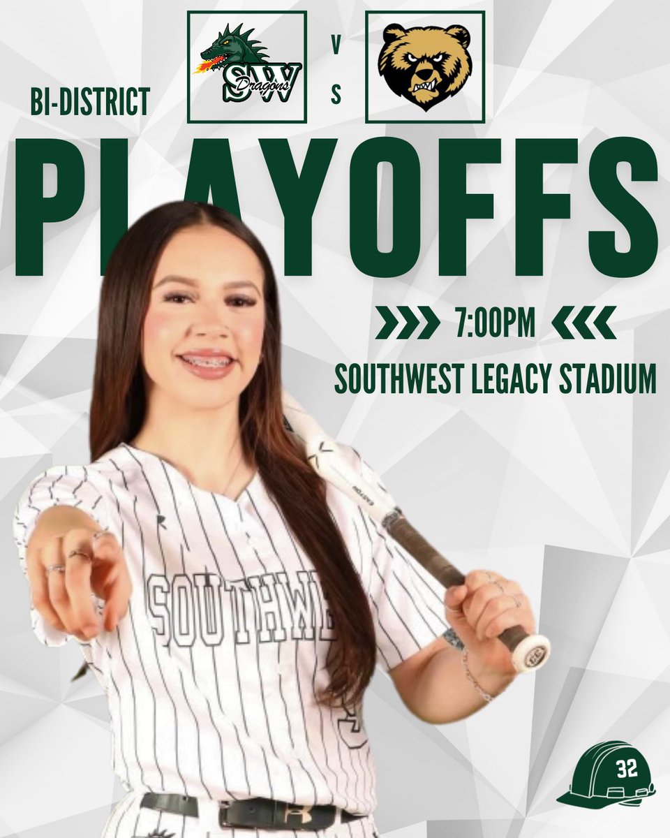 It’s a new season 🔥 

Dragon Softball is set to play Edison on Thursday at 7PM at Southwest Legacy for Bi-District Playoffs. 

#WeAreSW | #WD>WS