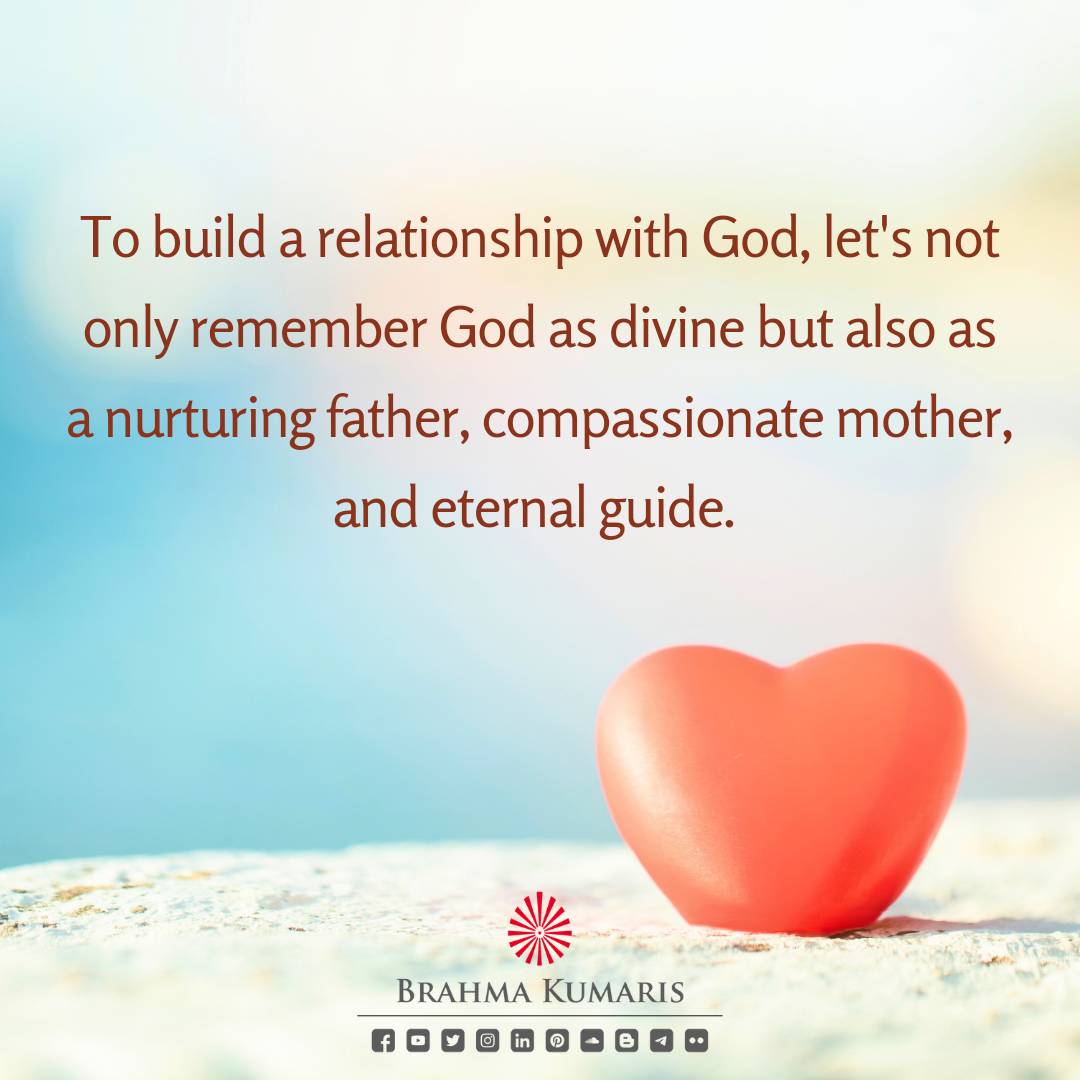 In our sacred communication with God, let’s perceive not only the Infinite, but also the nurturing Father who whispers wisdom, the gentle Mother who embraces our vulnerabilities, and the eternal Guide who charts our spiritual course. #brahmakumaris #quoteoftheday #loveofgod