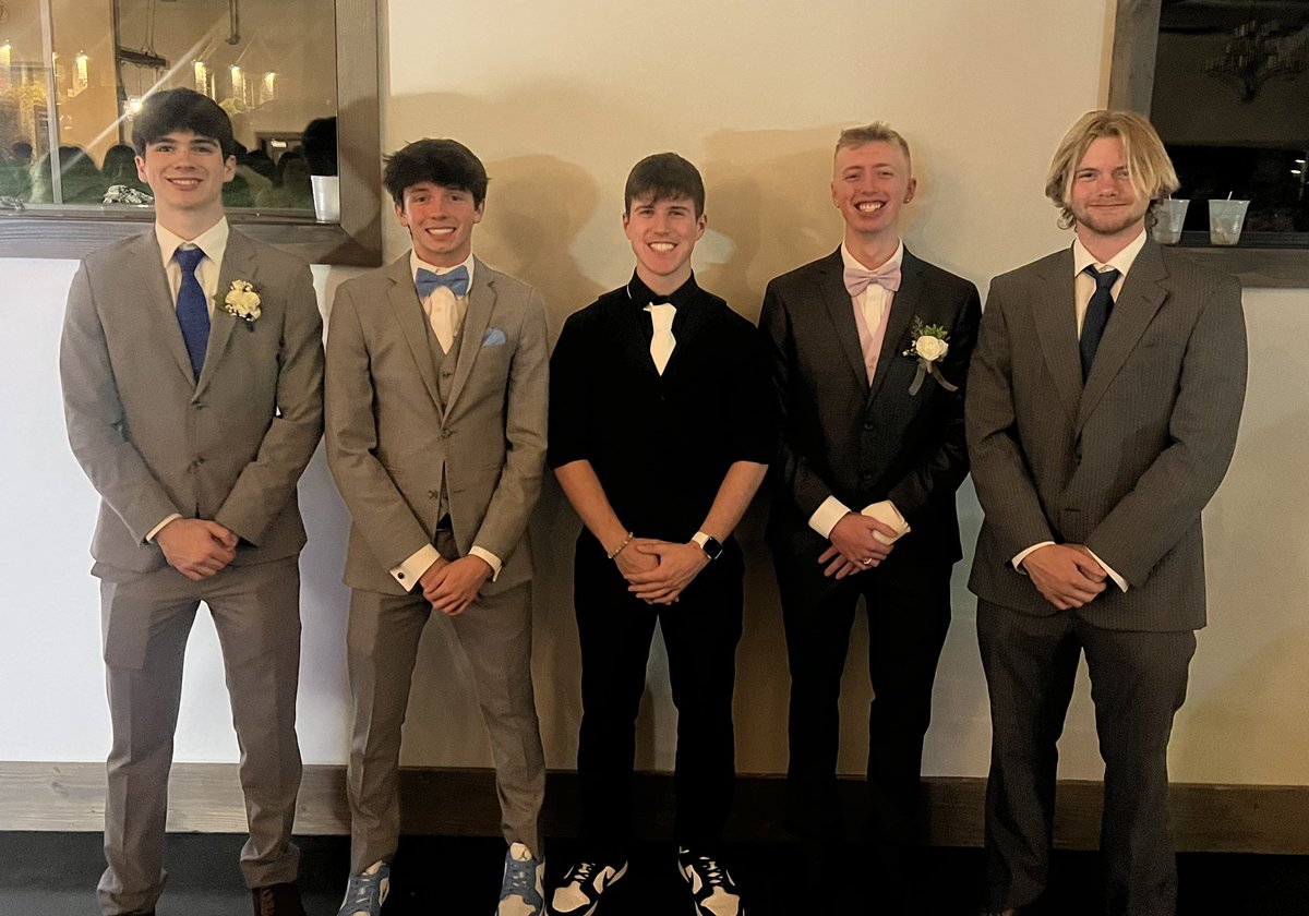 5 of our 7 senior guys looking very dapper at prom last night. 
Photo creds to Coach Fetsch