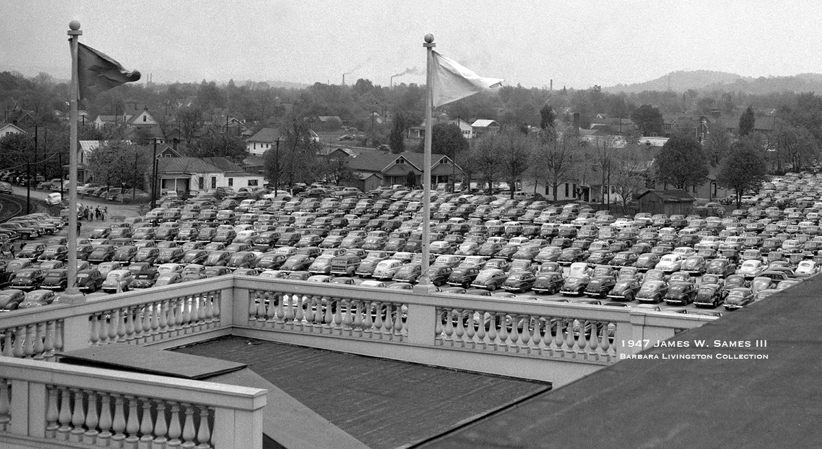 Kentucky Derby day parking lot, 1947, by the well-known Lexington, KY photographer James W. Sames III I'm not really sure if that's Central Avenue, although I'd guess it is/was...hmmm.