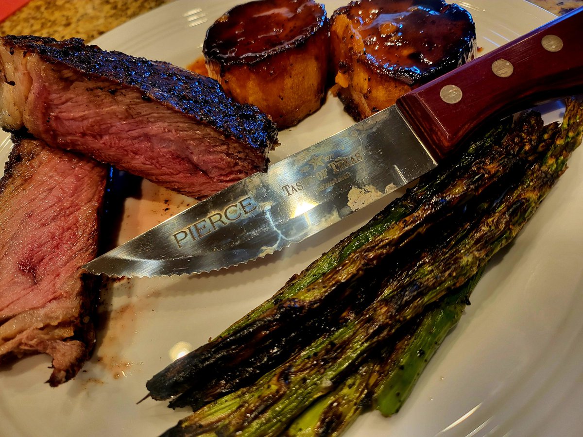 Sundays are for Steaks Tomahawk Ribeye Miso Sweet Potatoes Grilled Asparagus