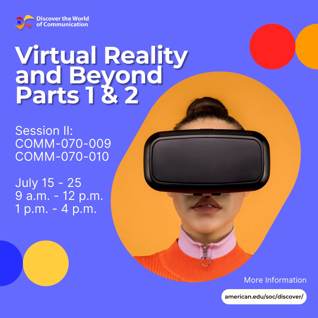 AUDiscover's tweet photo. Calling all innovators! 🌐✨ Immerse yourself in Virtual Reality and Beyond Parts 1 &amp; 2 this July. Craft virtual worlds, record holographic performances, and master storytelling with Unity's 3D engine! 🚀🎮
Sign up or learn more: https://t.co/ePzJTl7CV3
#DWC #VR https://t.co/SUlW7n82SR