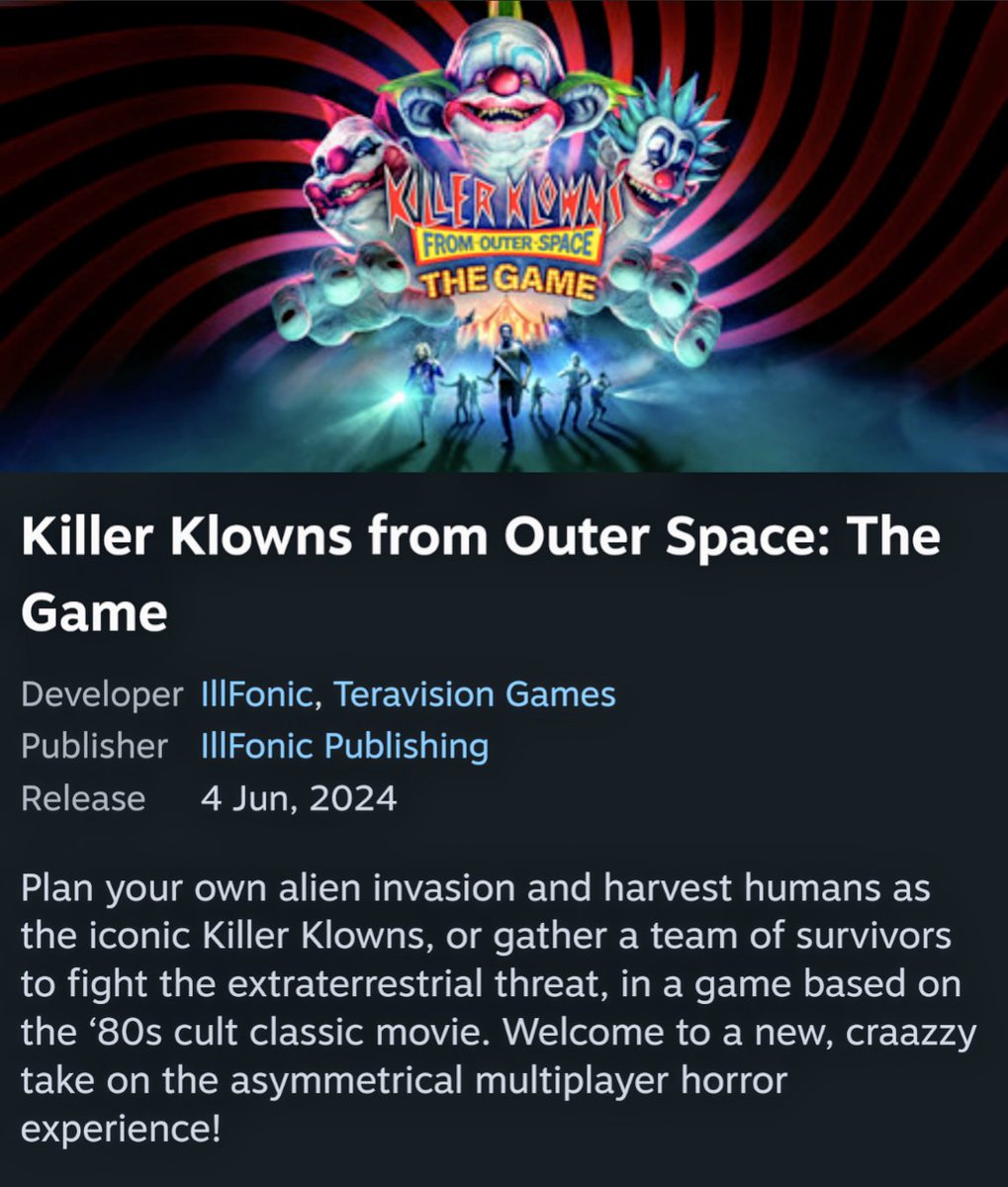 New game on the horizon 🤡🎪 #KillerKlownsFromOuterSpace