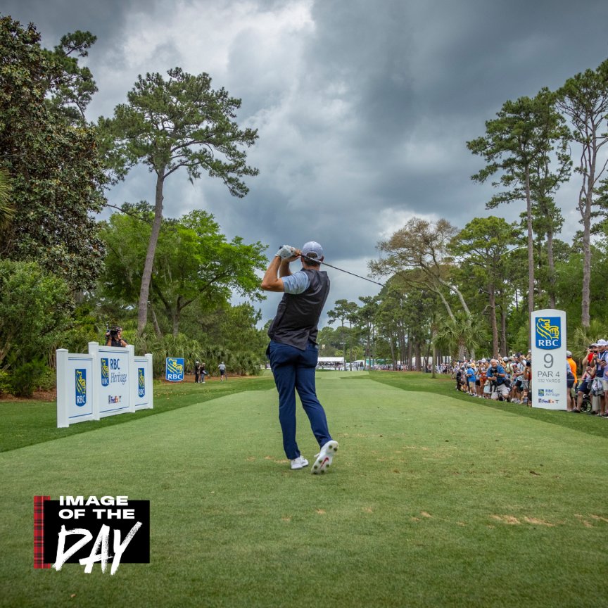 Sunday's Image of the Day goes out to our solo leader and Plaid Nation, the best fans in golf! #RBCHeritage #PLAIDNATION #CauseforCelebration