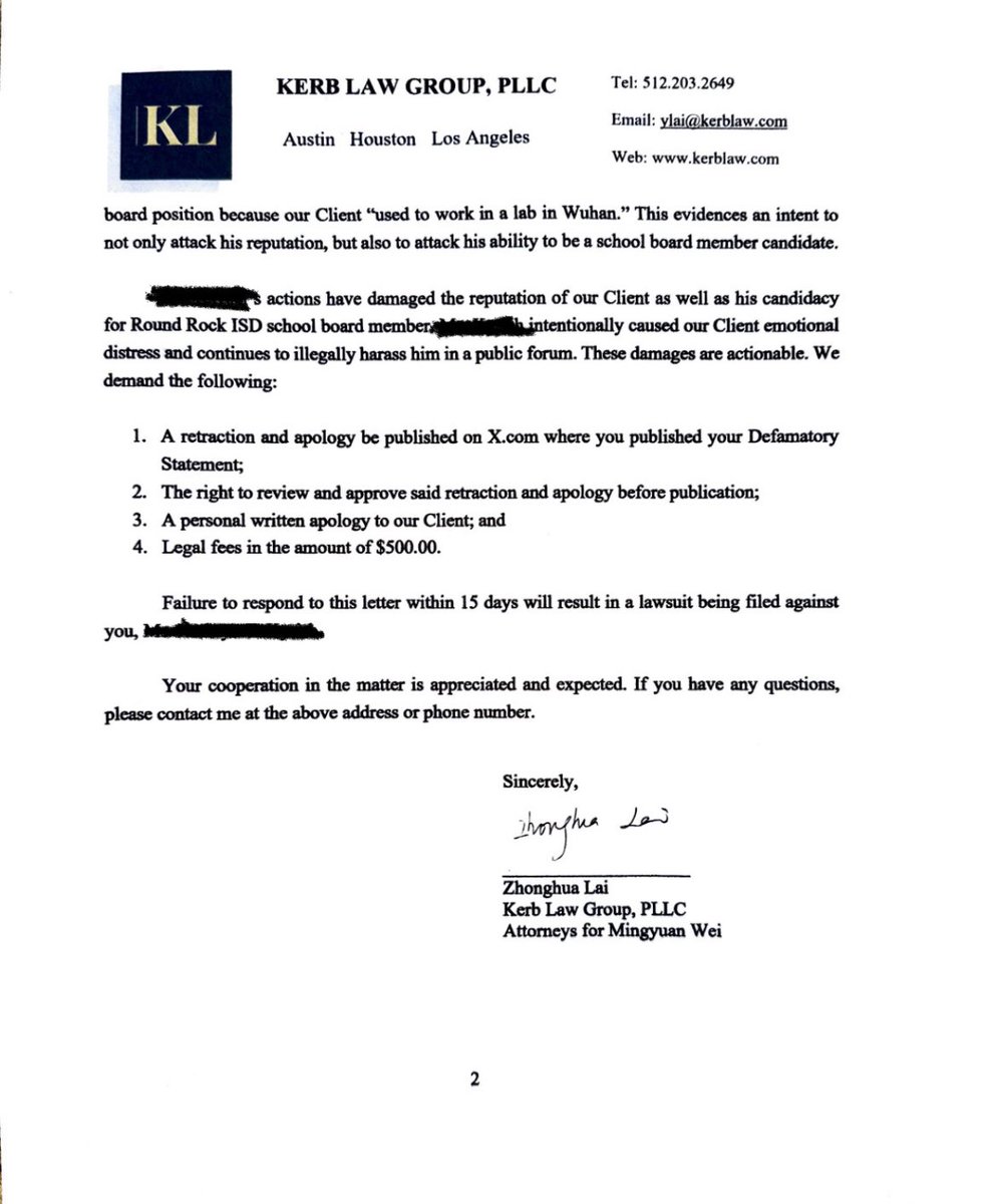 1/2. 🤣 @DrweiForRRISD (current public official serving on the Board of Directors of the @wilcotxgov Central Appraisal District) sent me a cease and desist letter, y’all‼️

Bless HIS ❤️ …

#RRISD1Family